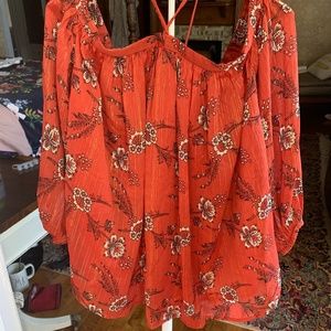 Ann Taylor petite off the‎ shoulder strapped hood at blouse. NWOT